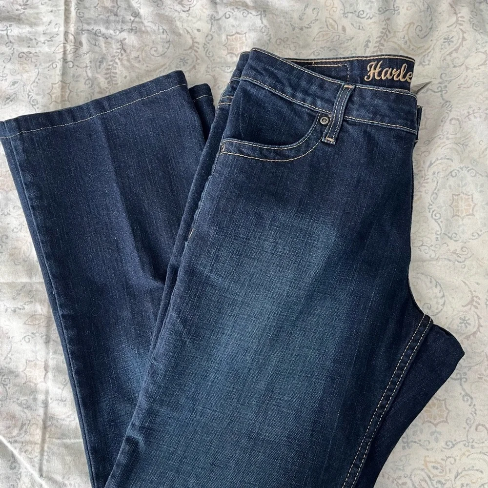 Harley-Davidson‎ Blue Straight Leg Jeans with Classic Design